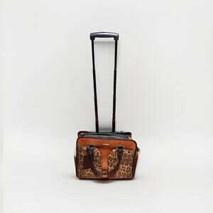 CABRELLI & Co Brown Black Leopard Carryon Wheeled Executive Brief Case